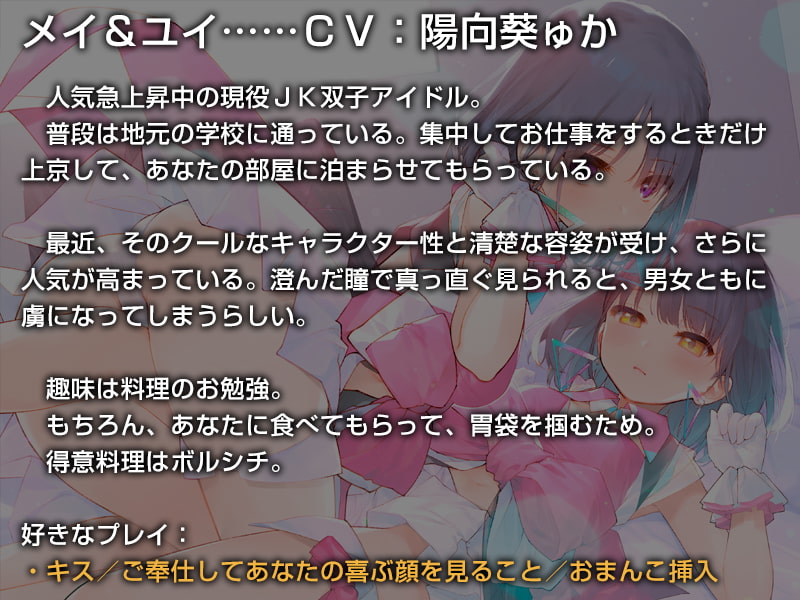 双子でクールなJKアイドルが性処理オナホになってくれる生活。【バイノーラル】～えっちの練習、たくさんしようね～