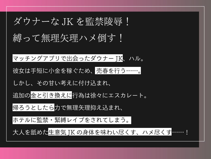 マッチングアプリで会った売春ダウナーJKを監禁・緊縛・陵辱レイプ【バイノーラル/KU100】