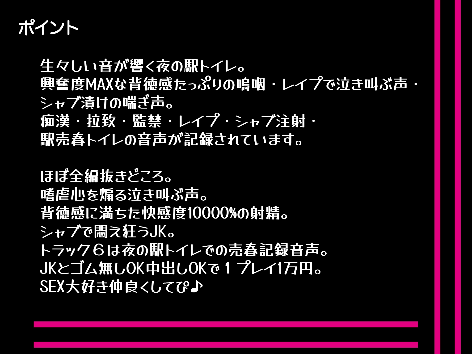 2時間00分20秒-JK拉致レイプ・痴漢・シャブ漬・ハメ撮り・駅売春トイレ