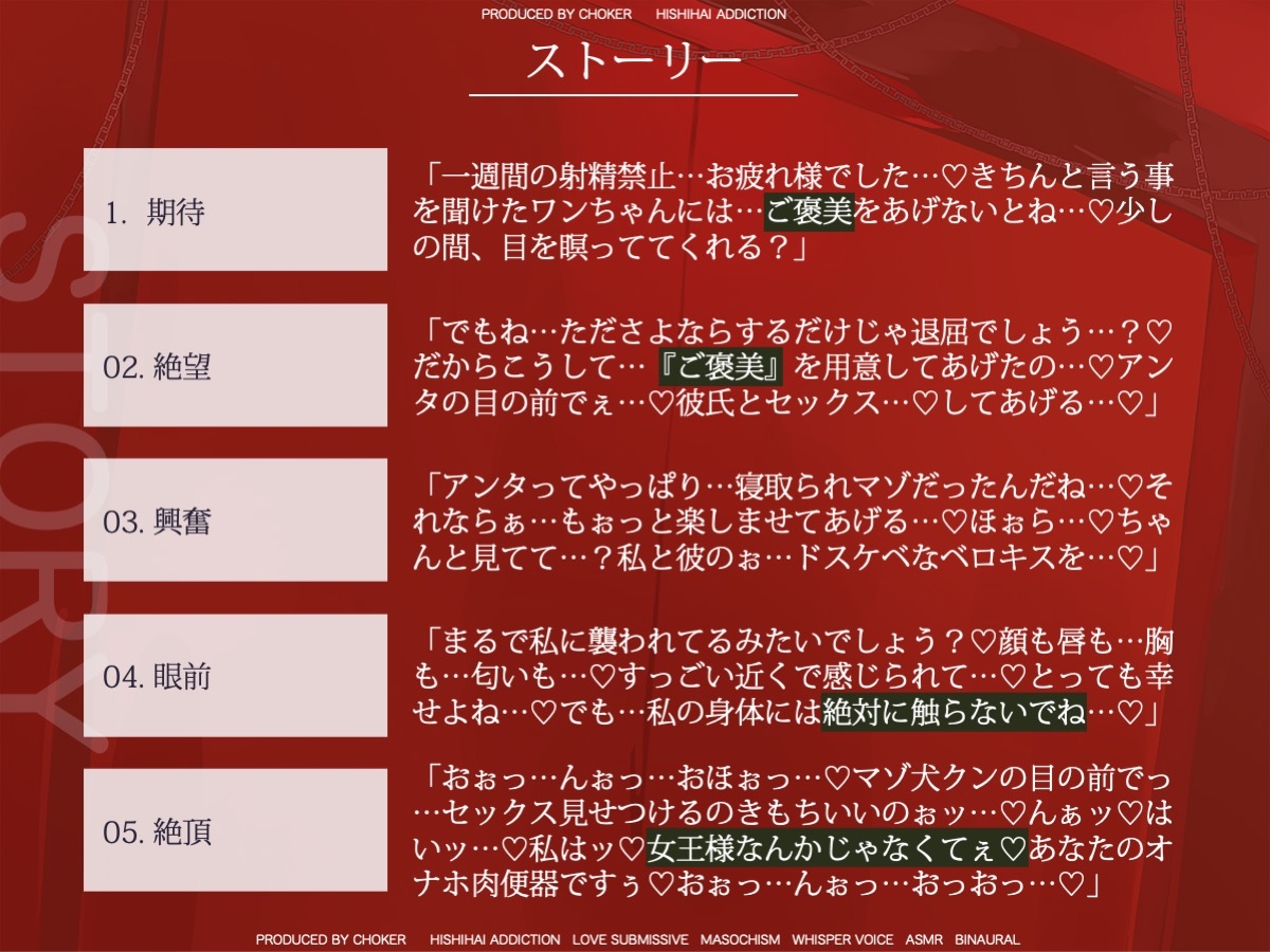 オホ声ガチ泣き寝取られマゾ化調教…イジワルなお姉様の射精管理に耐えた童貞マゾ奴隷への甘いご褒美「私、彼氏ができたの♪」…