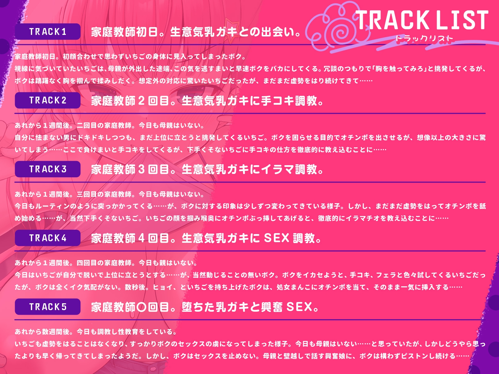 まだまだ虚勢をはる調教中の乳ガキは、今日も母親にバレないように性教育される。(KU100マイク収録作品)