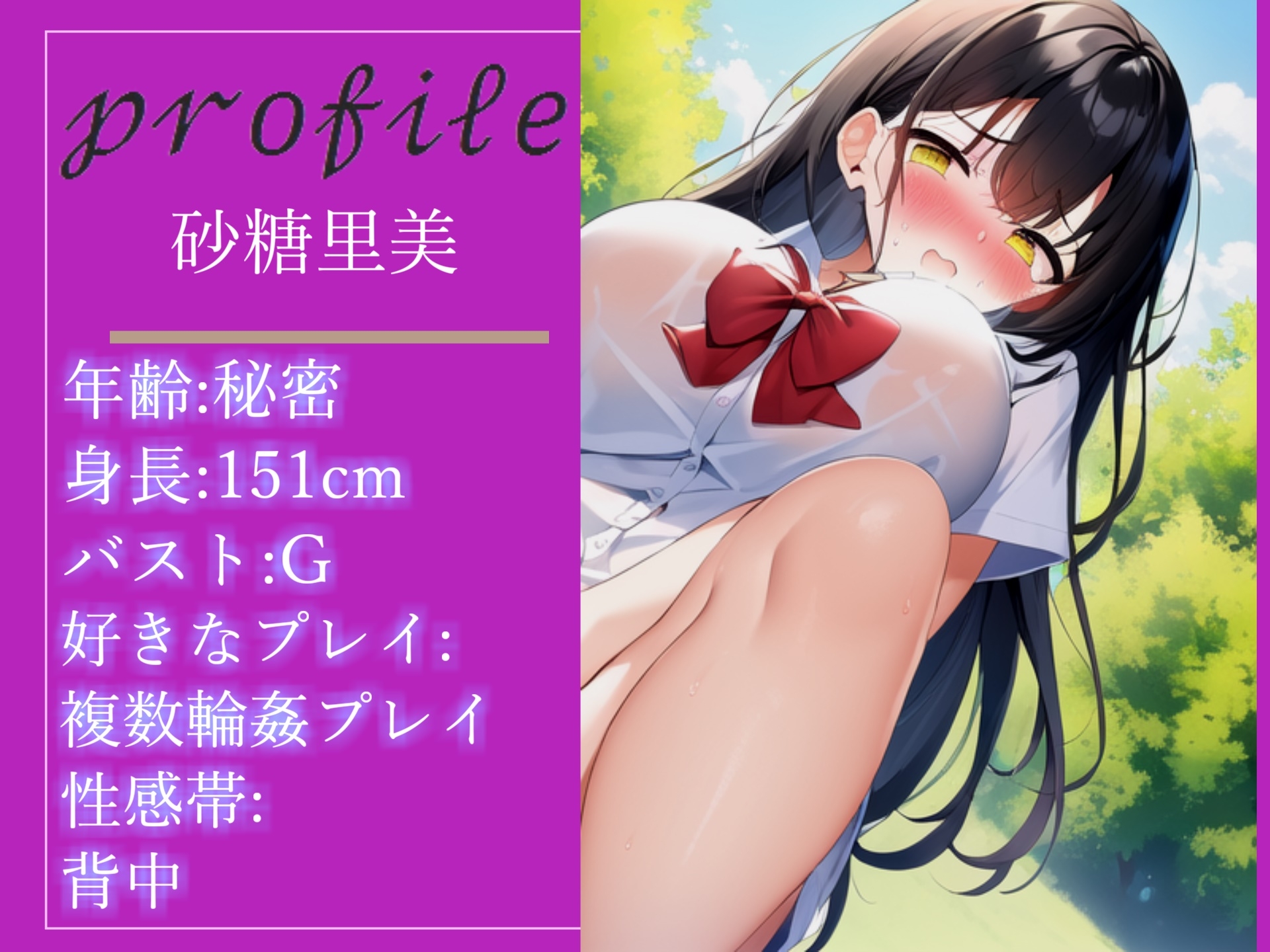 【新作198円✨】バレたら即終了!!真正Gカップ爆乳ロリ娘が学校帰りに公園の草ムラで、全裸で極太ディルドとバイブを使ってクリと乳首の3点責めオナニーでおもらし大洪水