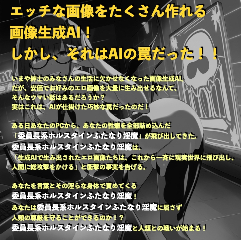 生成AIで出力した委員長系ホルスタインふたなり淫魔に陵辱された件