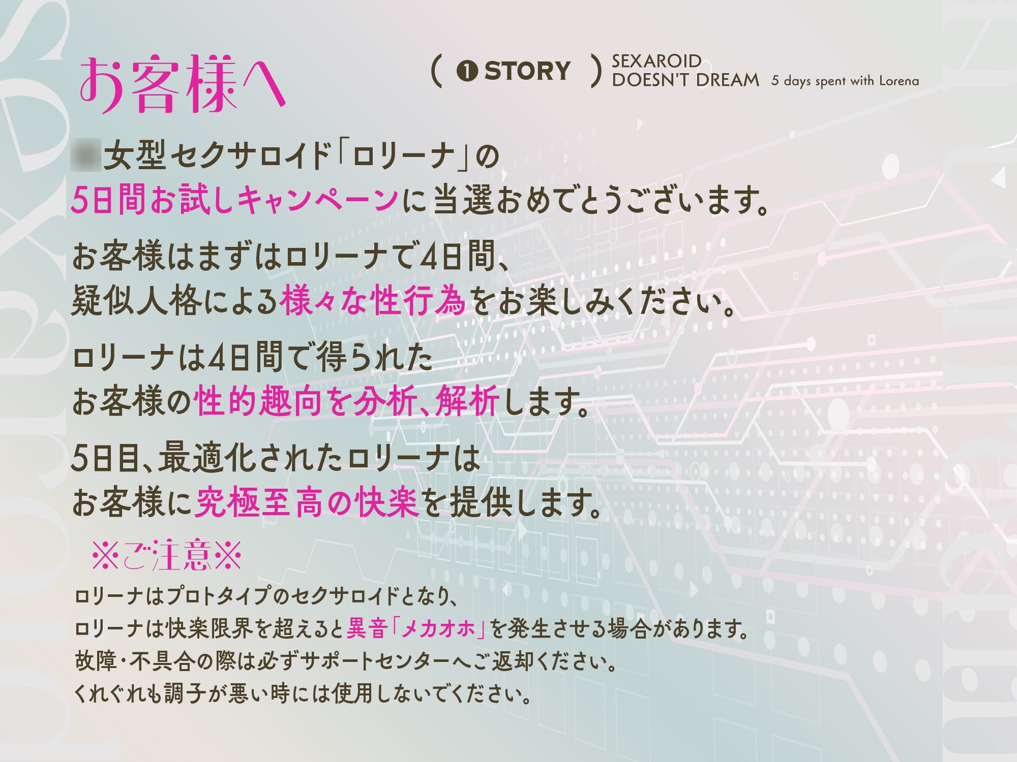 【170分超】セクサロイドは夢を見ない 〜ロリーナと過ごした5日間〜【妹・教え子・義理の娘・幼馴染】