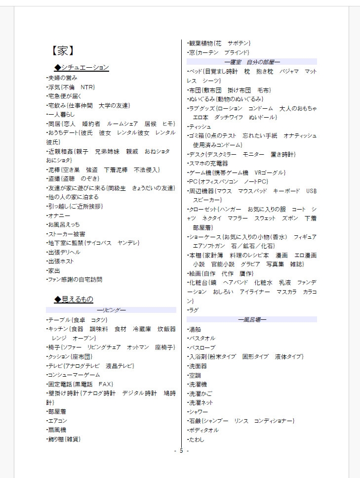 場面別 エロ語彙分類辞典