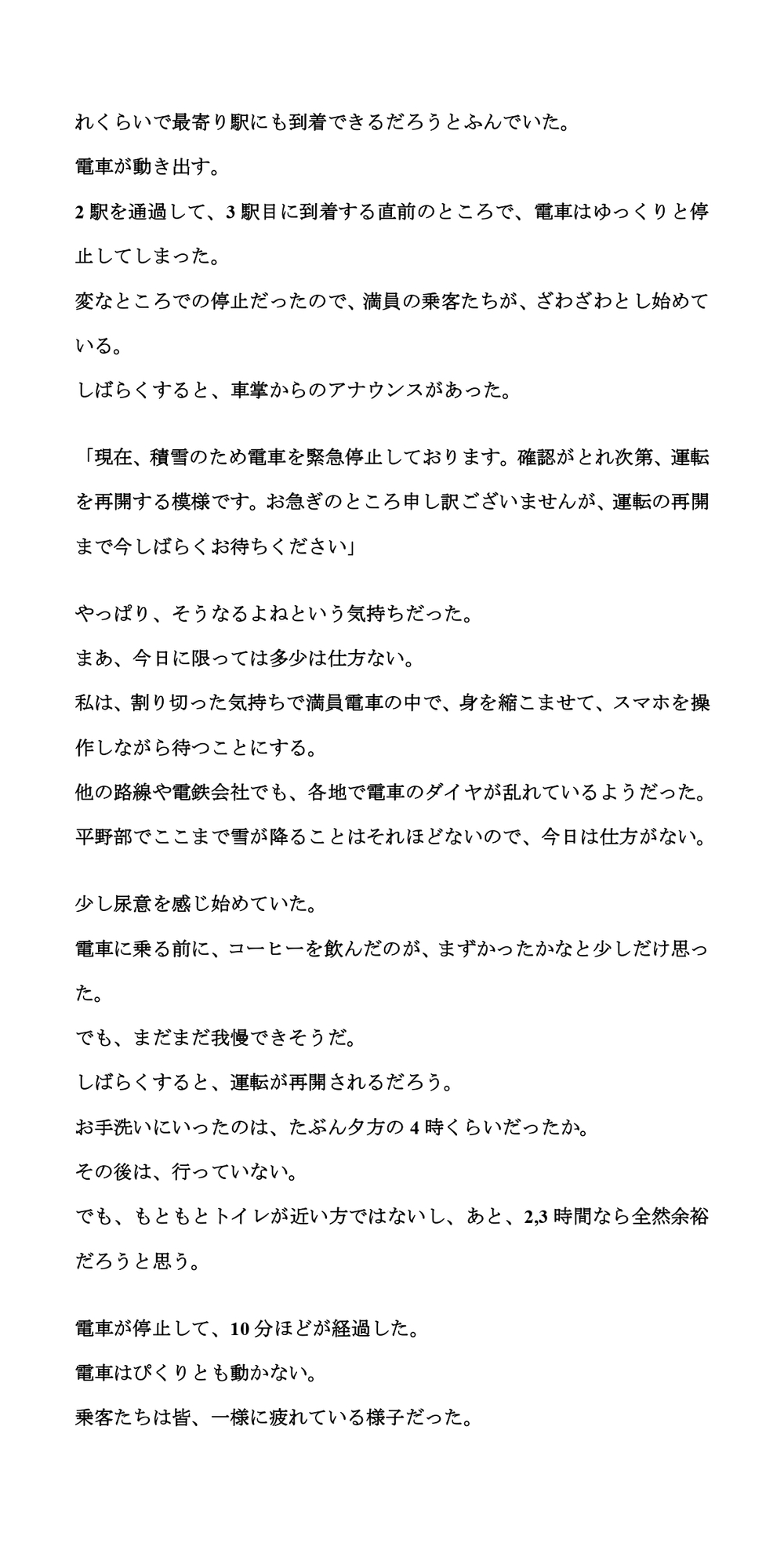 積雪で10時間電車内に閉じ込め。我慢が限界に達して失禁してしまった話