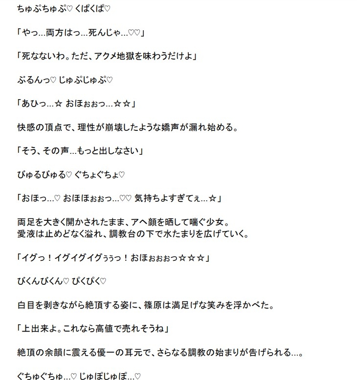 人身売買組織の商品となった警察官は永遠に続く快楽調教で雌堕ちする 〜TS化と若返りで少女に改造され、性奴○として生きる運命に堕とされた3人の男たち〜