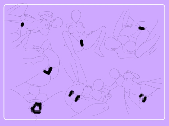 【R18】正常位ポーズ素材 線画 20種類