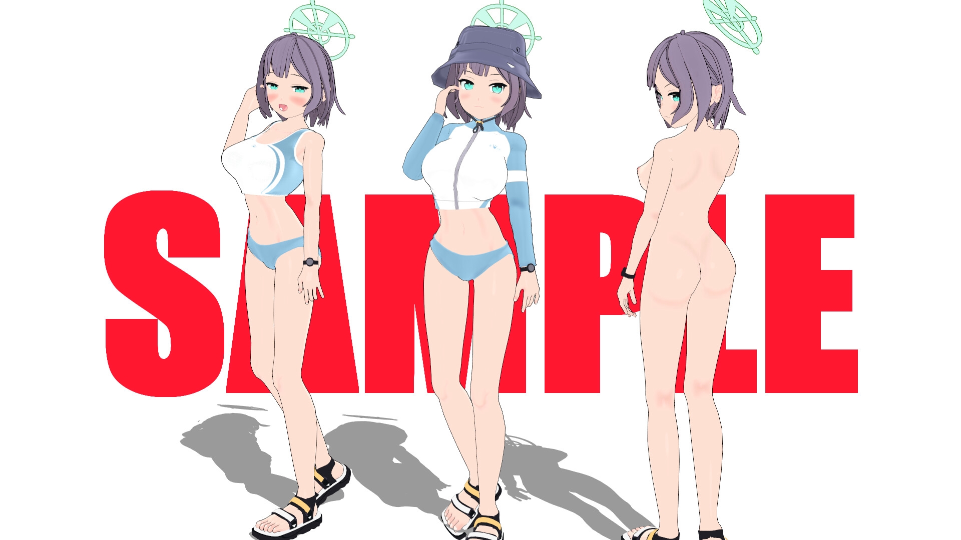 ブル〇カ 空井サ〇(水着&体操服)MMD用3Dモデルデータ