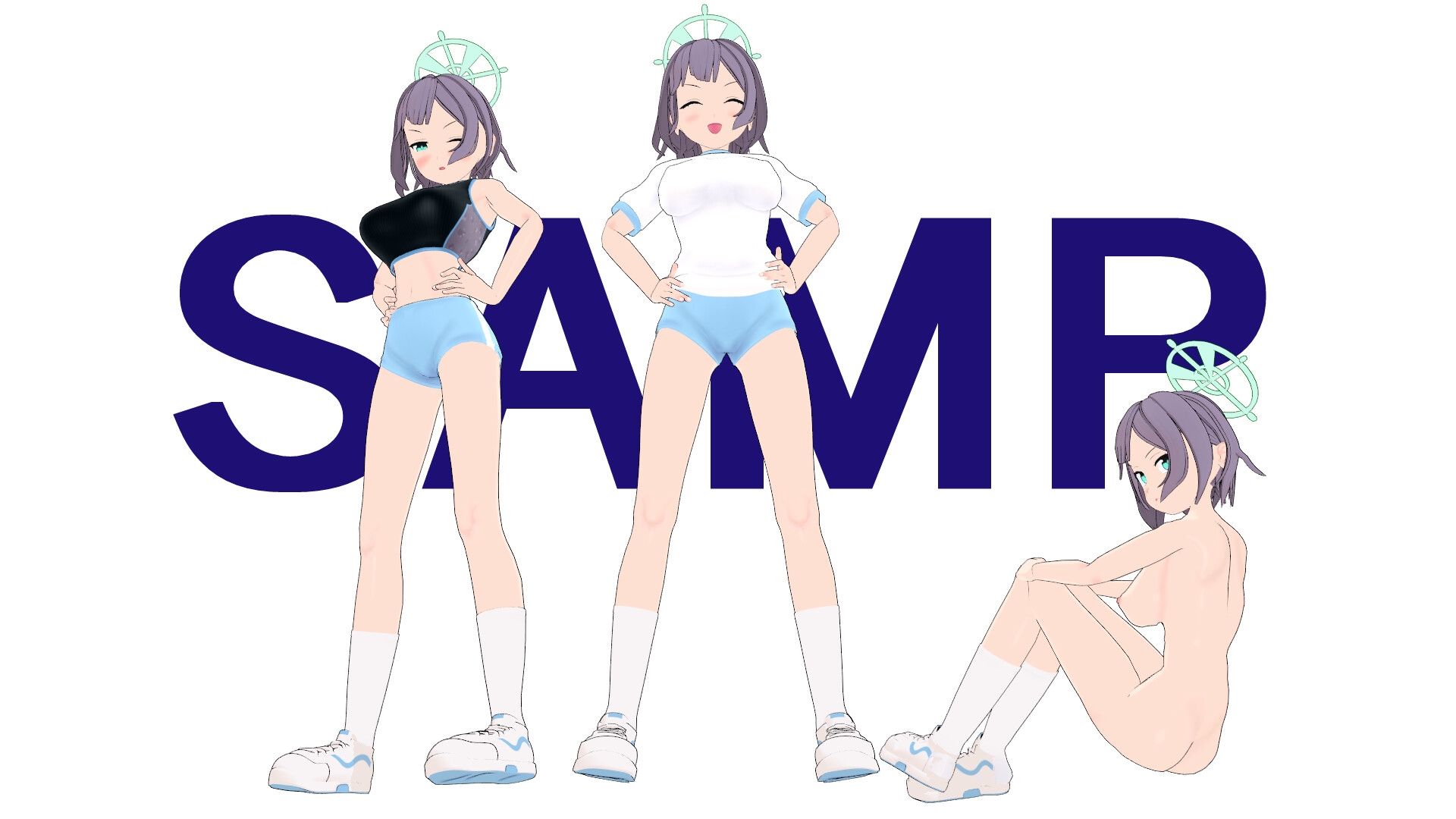 ブル〇カ 空井サ〇(水着&体操服)MMD用3Dモデルデータ