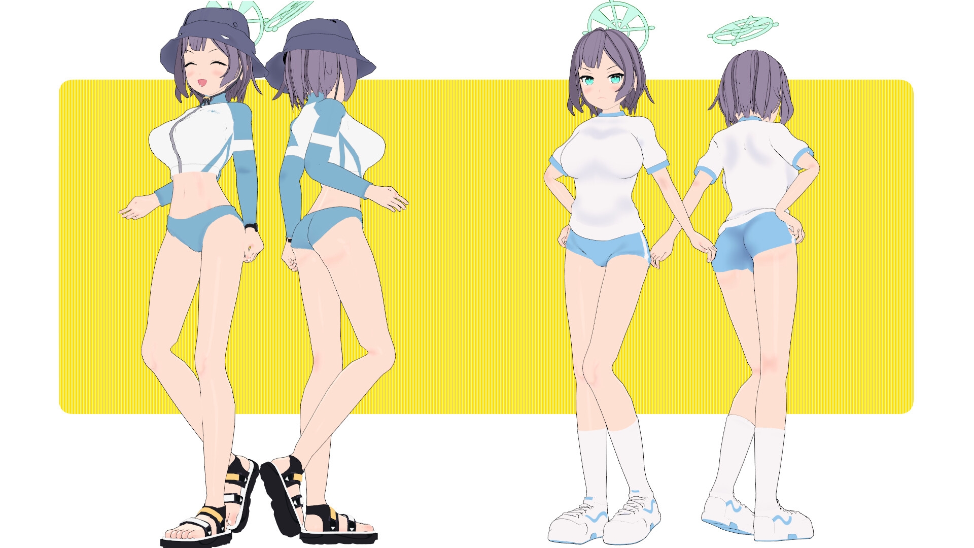 ブル〇カ 空井サ〇(水着&体操服)MMD用3Dモデルデータ