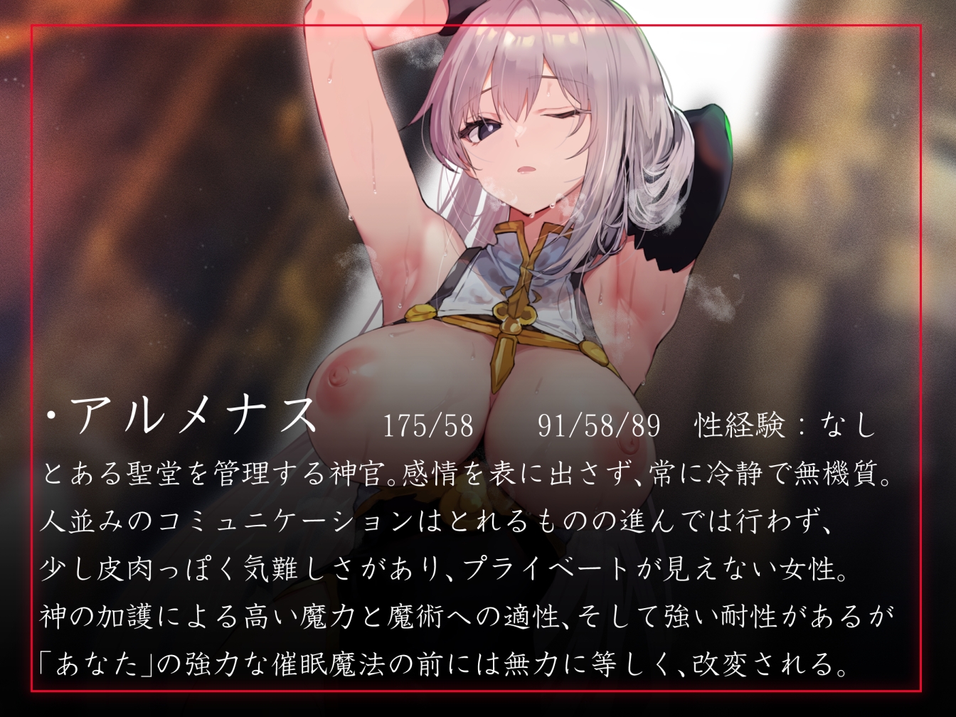 【性癖布教期間限定100円】クールな皮肉屋の高身長美人神官に◯眠で常識を書き換え、性処理を義務と割り切らせたりいつでも生ハメ可能のオナホ担当へ【イチャラブエンド】