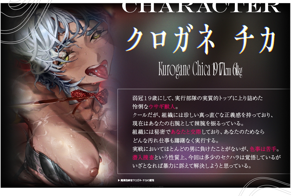 魔薬取締官クロガネ・チカの墜落 ～正義感の強い獣人彼女が潜入捜査でキメセクにハメられて堕ちるまでの任務報告～