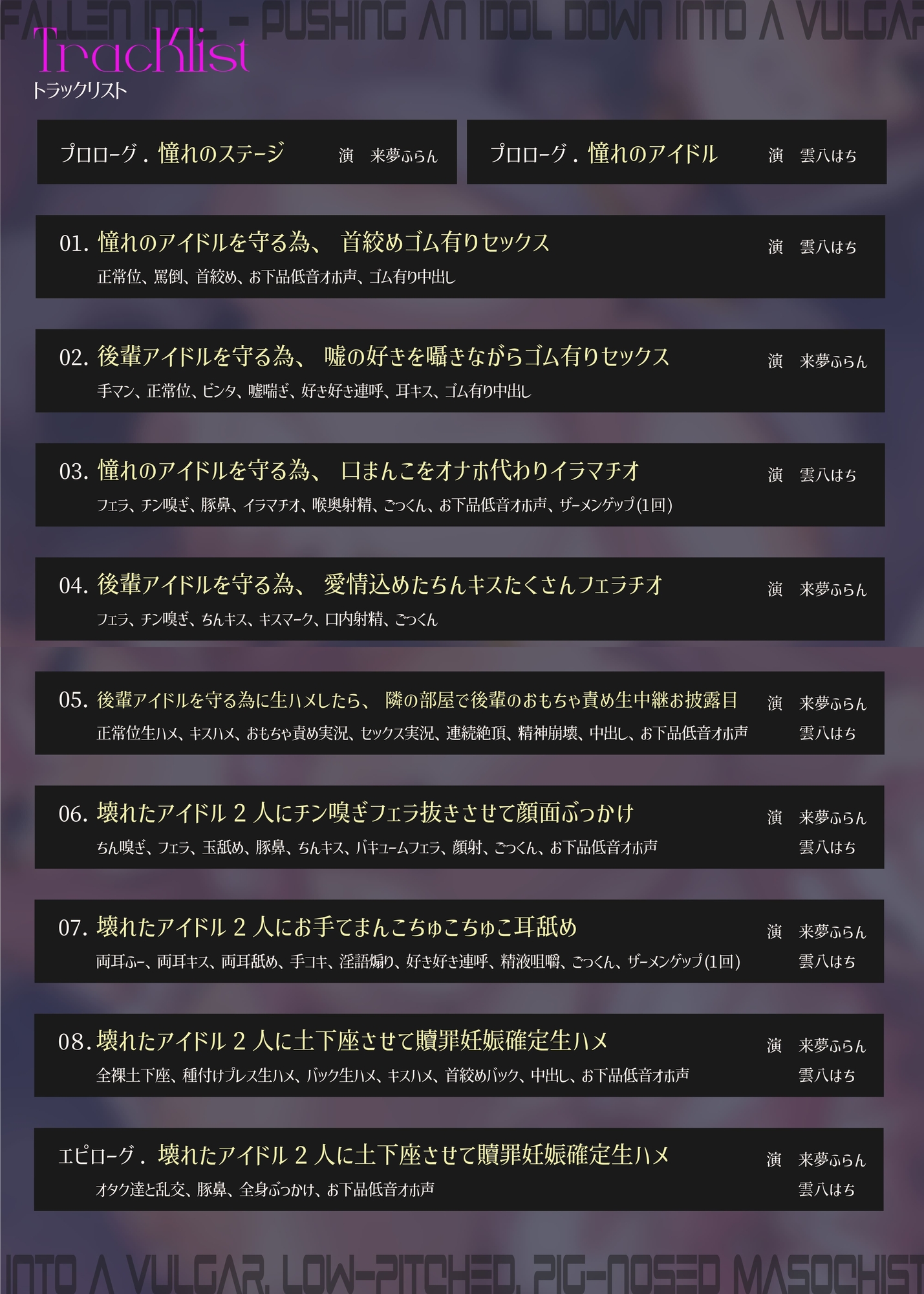 【28日間限定40%OFF&差分付き】【完全男性上位】堕ちた偶像~アイドルを下品な低音オホ豚鼻マゾメスへ突き墜とす【KU100】