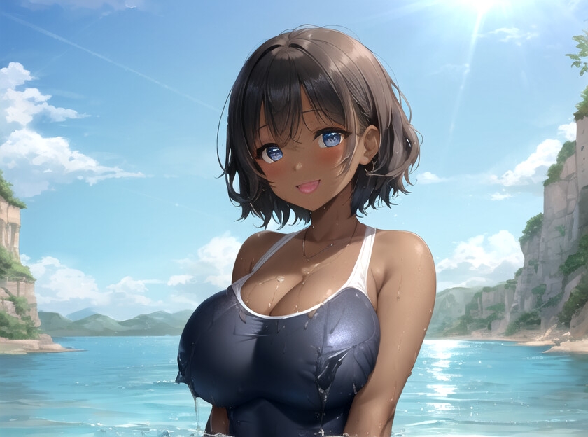 エッチな事を知らない褐色〇リ巨乳でスク水姿の姪っ子に叔父さんが大人の遊びを教えてみた話【水着/パイズリ/中出し】