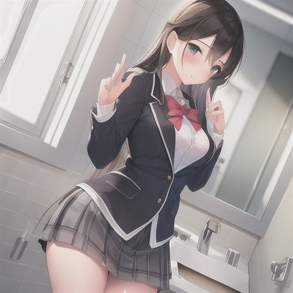 【公衆トイレ✖️うんち】美人女子高生が公の便所にもかかわらず、頑張っていきむ様子がw