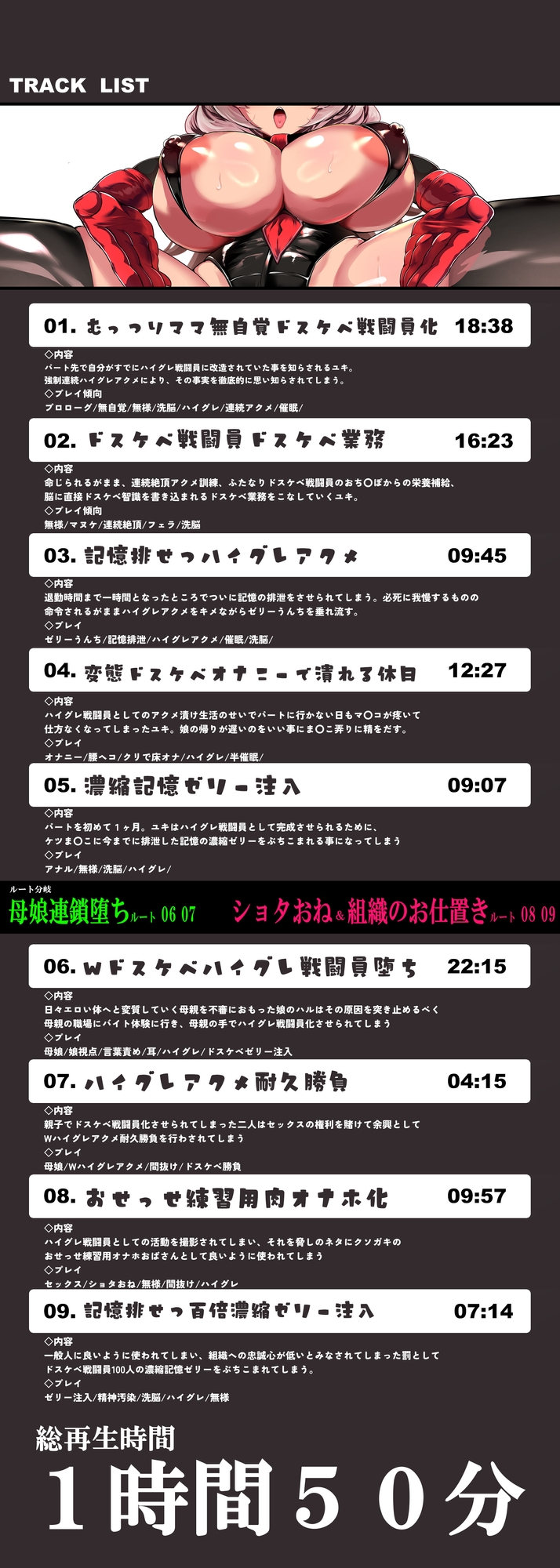 【早期特典付き】記憶排泄ハイグレアクメで無為自覚改造 知らない間にハイグレで無様にマン汁を撒き散らかすクソザコハイグレ戦闘員に堕ちるママ【ルート分岐】