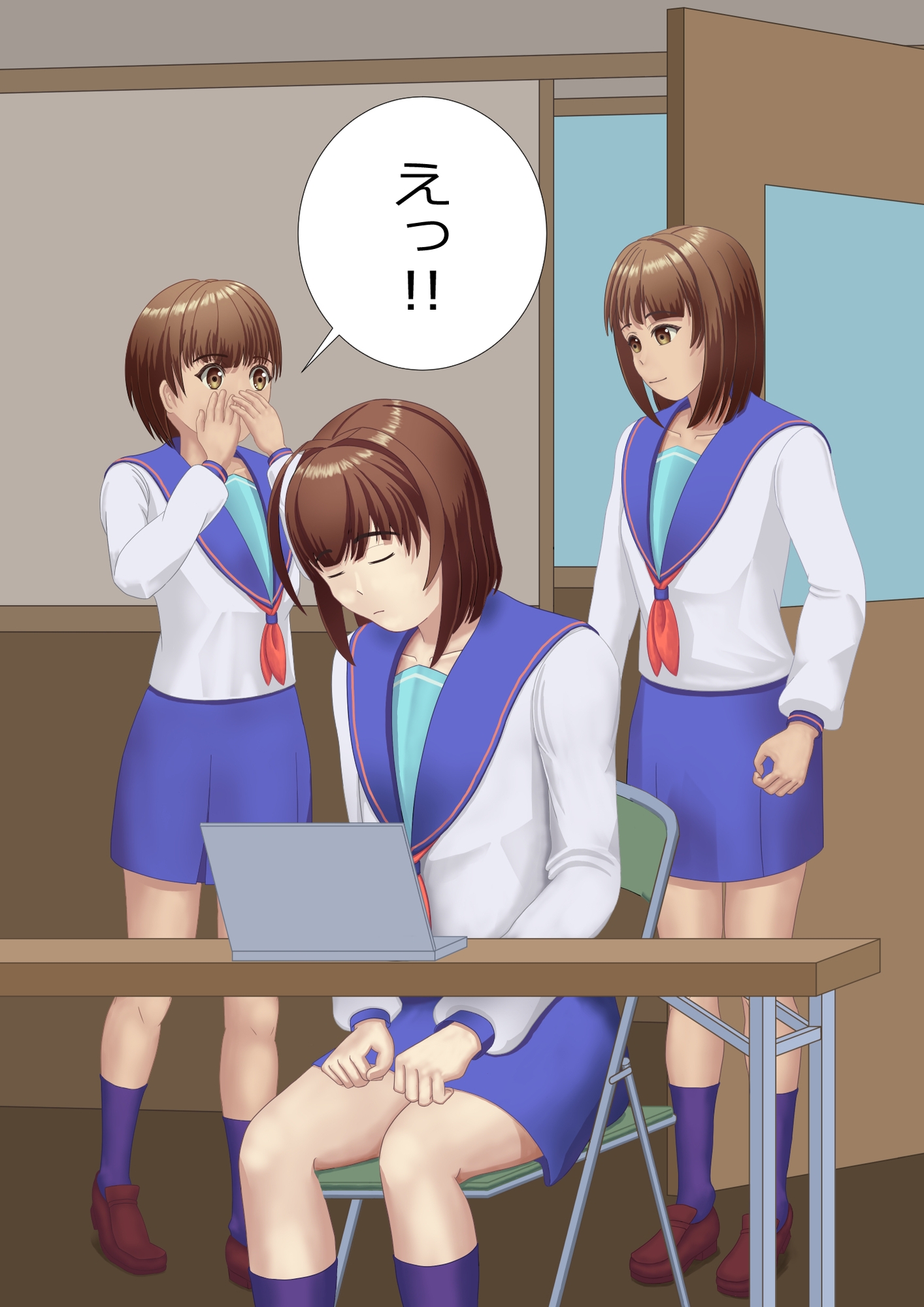 学校でオナニーしているところを目撃された男の娘