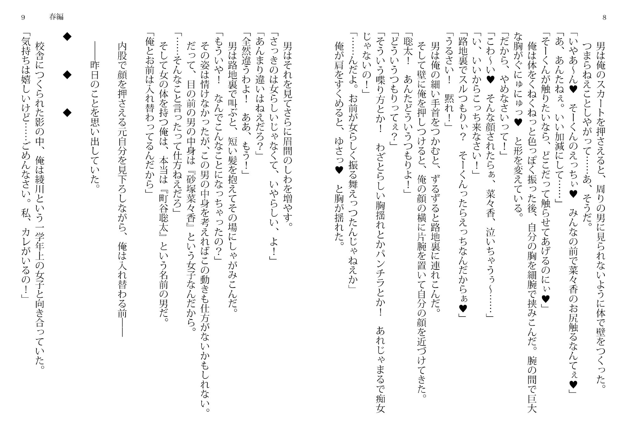 すわっぷがーる! 〜砂塚菜々香と入れ替わり性活〜 ノベル版