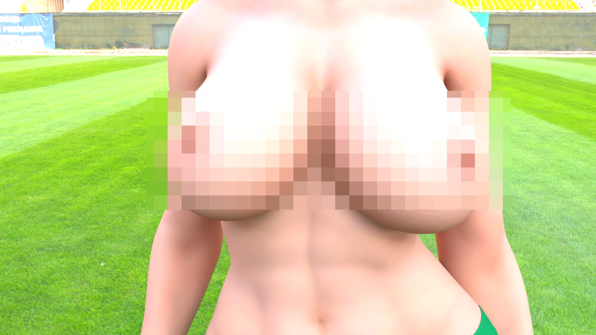 元祖中華女性格闘家「チ○ンリー(○麗)」の陸上競技ユニフォームウォーキング乳揺れ(トップレス丸出しおっぱい編)