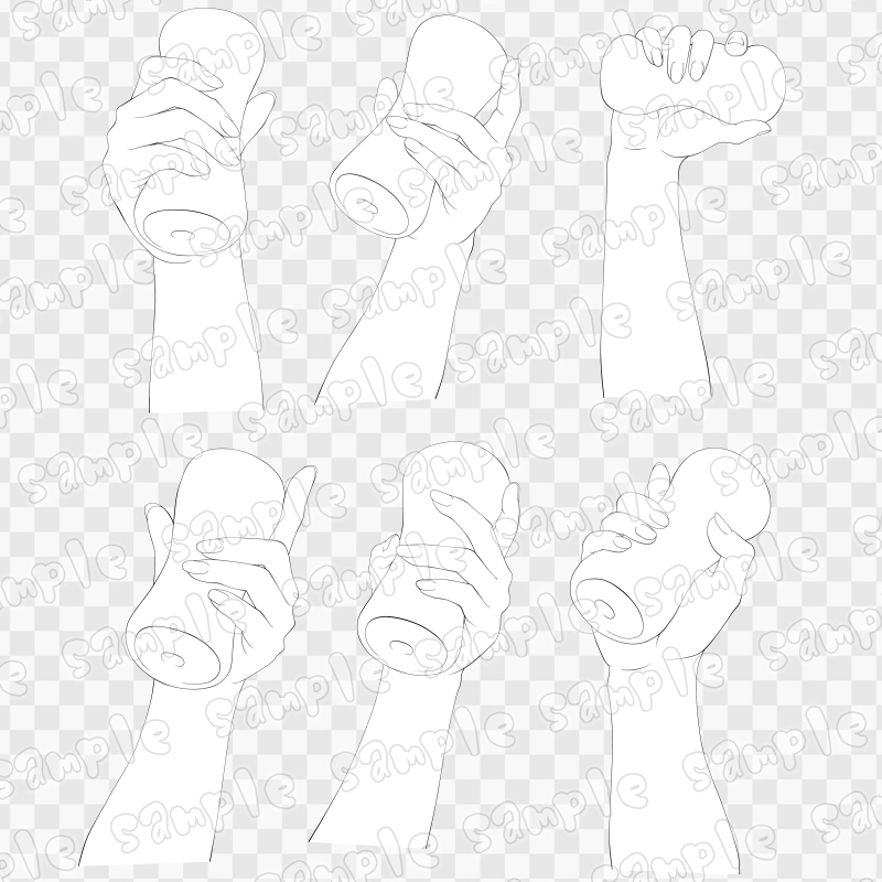 線画素材集[手]4