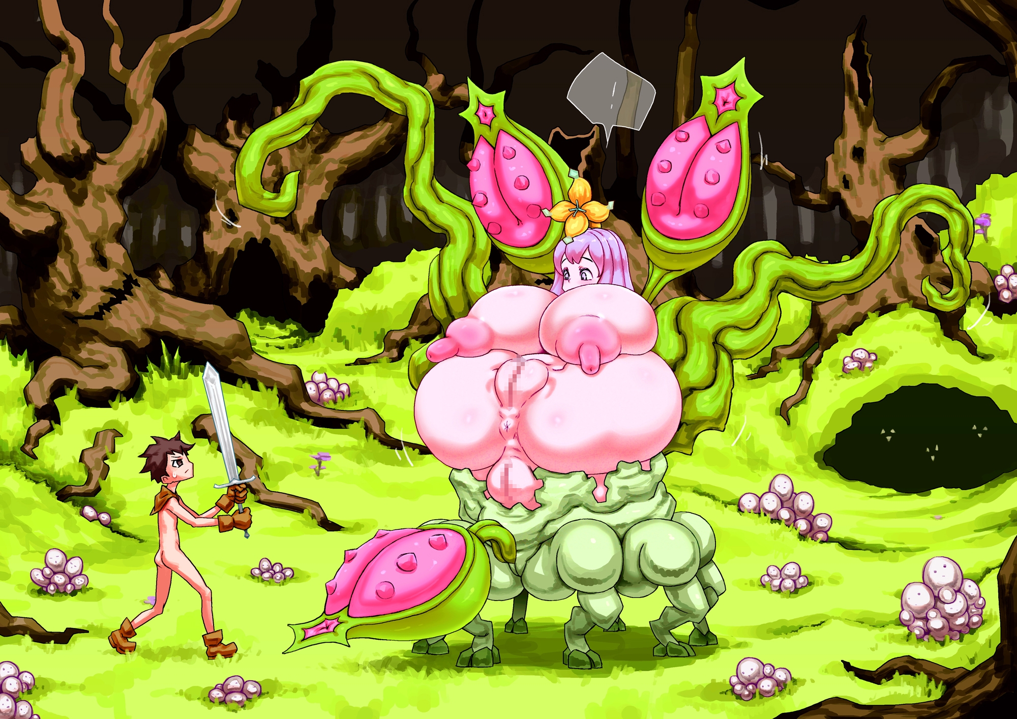 アラクネに搾精される全裸勇者