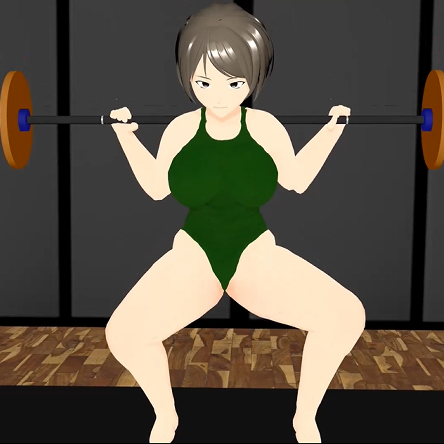 筋肉ゴリラ女子 爆乳巨体女の汗だく筋トレ 小津りさ