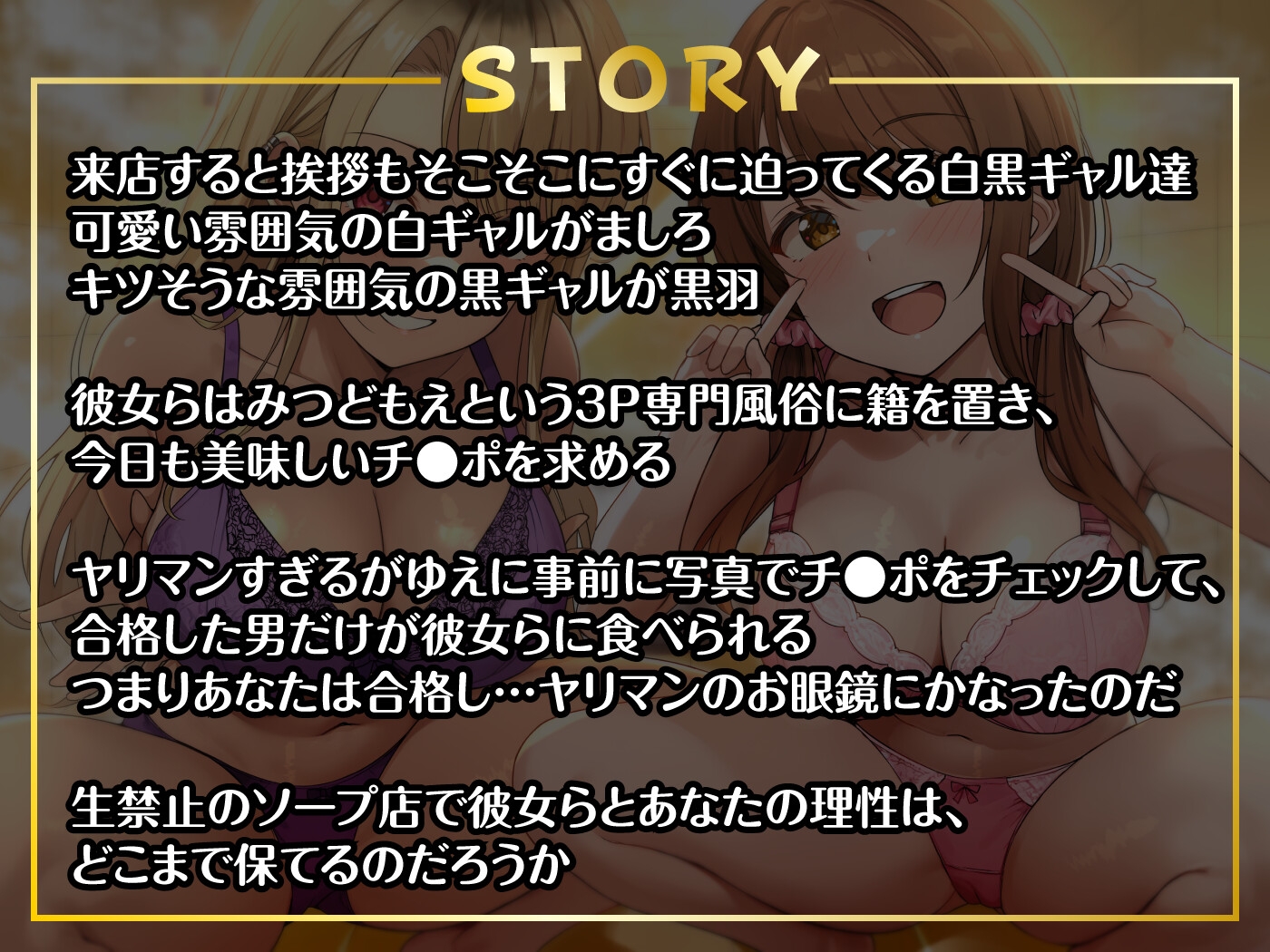 【期間限定55円】即ハメ風俗みつどもえ～白黒ギャルの淫乱同時ビッチ責め～