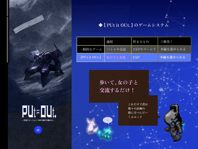 PUt it OUt. ―宇宙ステーションでNPC姦RPG風ADV―
