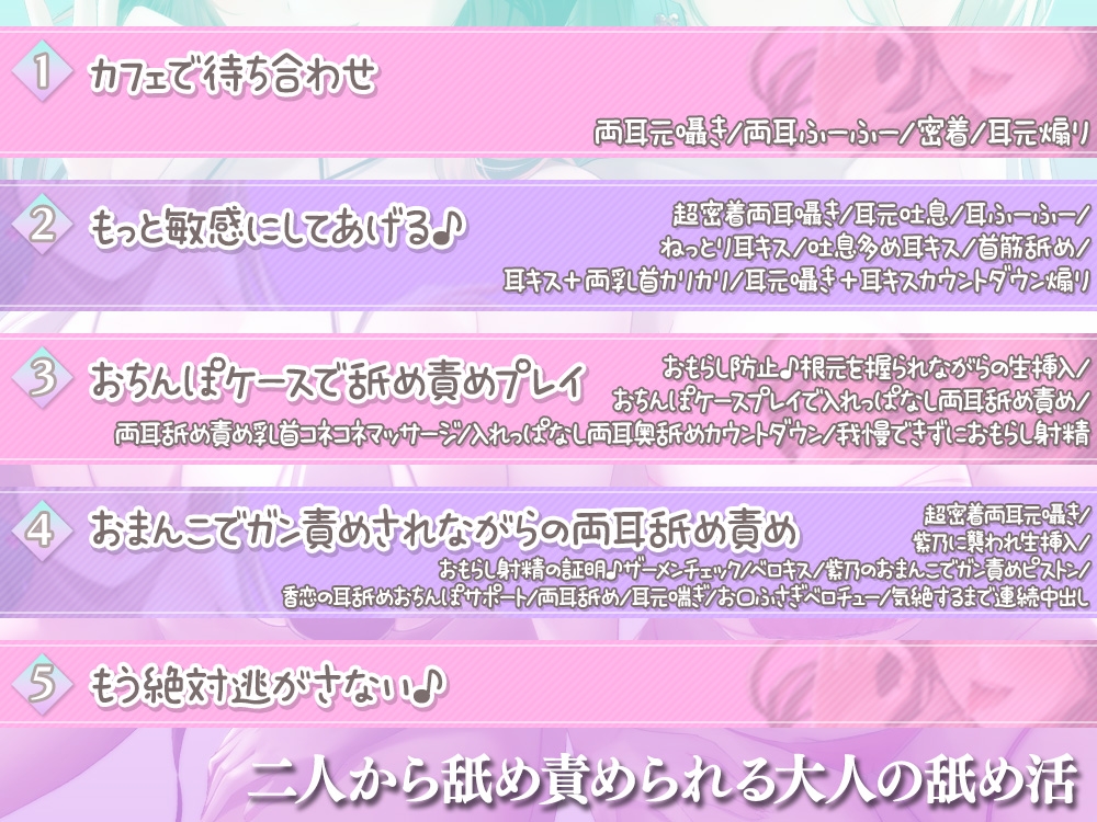 【超絶舐め尽くし3時間半↑】大人の舌技で堕とされる『大人の舐め活』 ～両耳に両乳首☆左右からぎゅ～っと挟まれて腰が跳ねるほど舐め尽くされる全身開発♪～