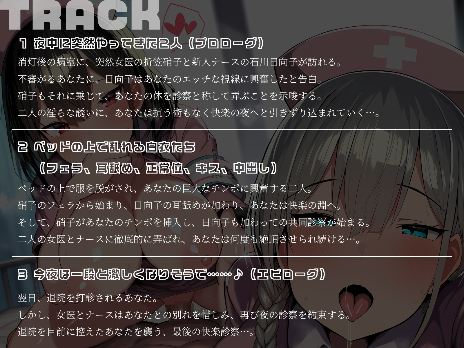 【KU100】面食い女医とMナースの秘密の診察室~W巨乳ナースによる、朝まで絶頂入院生活~