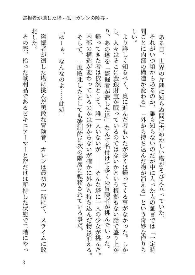盗掘者が遺した塔 - 孤○カレンの陵○ -