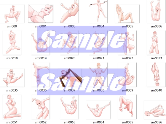 同人制作お助け素材「女体ポーズ集 (SM,触手緊縛用ポーズVOL,1)」