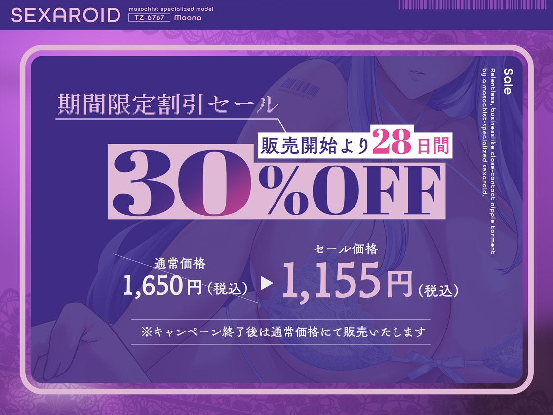 【事務的淫語囁き】マゾ乳首責め特化型セクサロイドによる執拗な事務的密着乳首責め〜無感情に耳元密着で囁かれ続けるエンドレス乳首責め〜