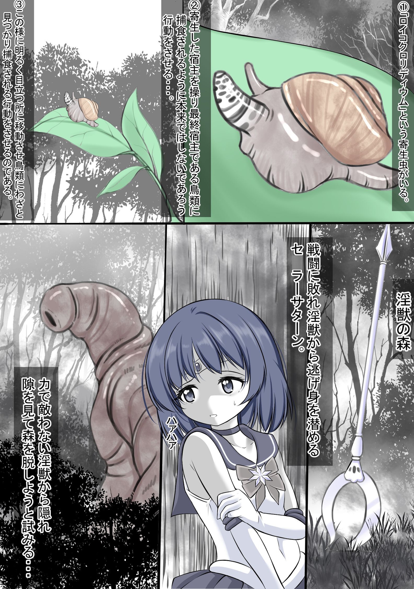 寄生虫に寄生され操られてオナニーをさせられ丸呑みにされるセ●ラ●サターン