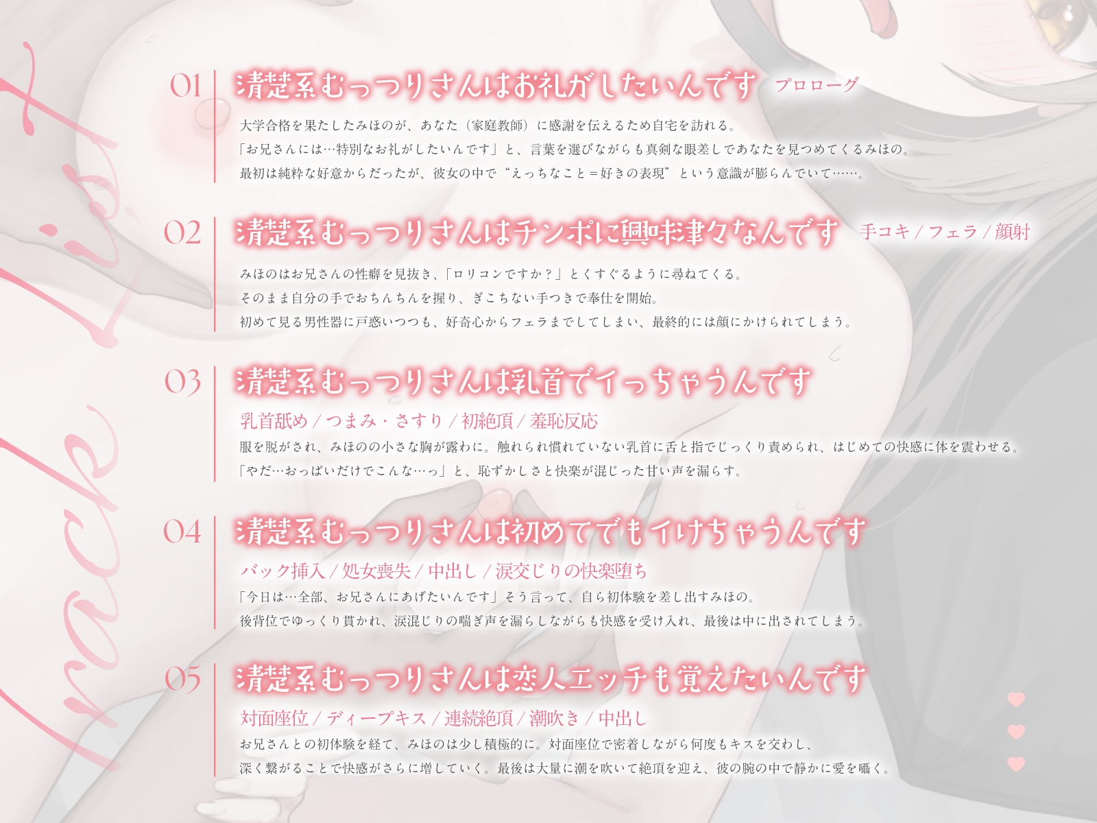 清楚系むっつり少女の卒業記念えっち～家庭教師のお兄さん。最後に私の全部を覚えててください～(KU100マイク収録作品)