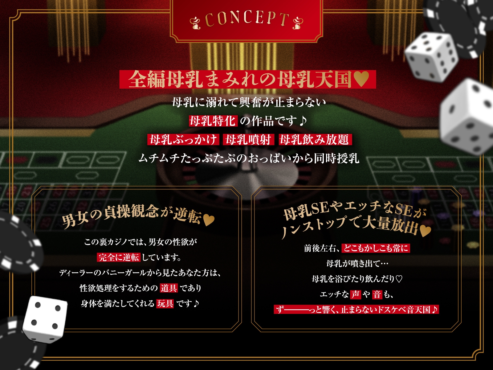 【全編母乳天国】貞操逆転!種付け裏カジノ~淫乱バニーガールの母乳に溺れて強○孕ませ子作り交尾~【男性受け】