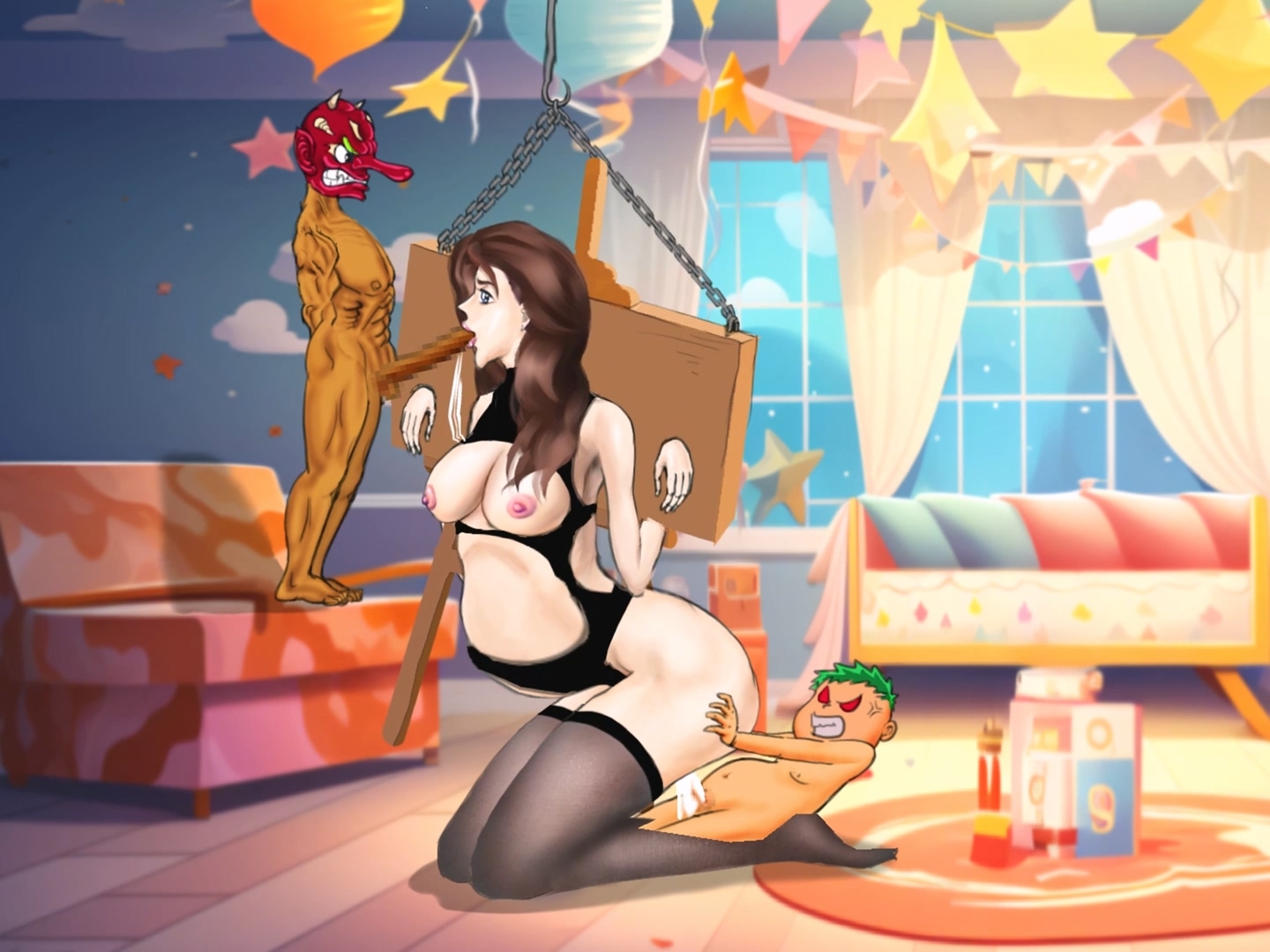 黒ストッキングの奴○少女がクラブで二人の兄弟に犯される