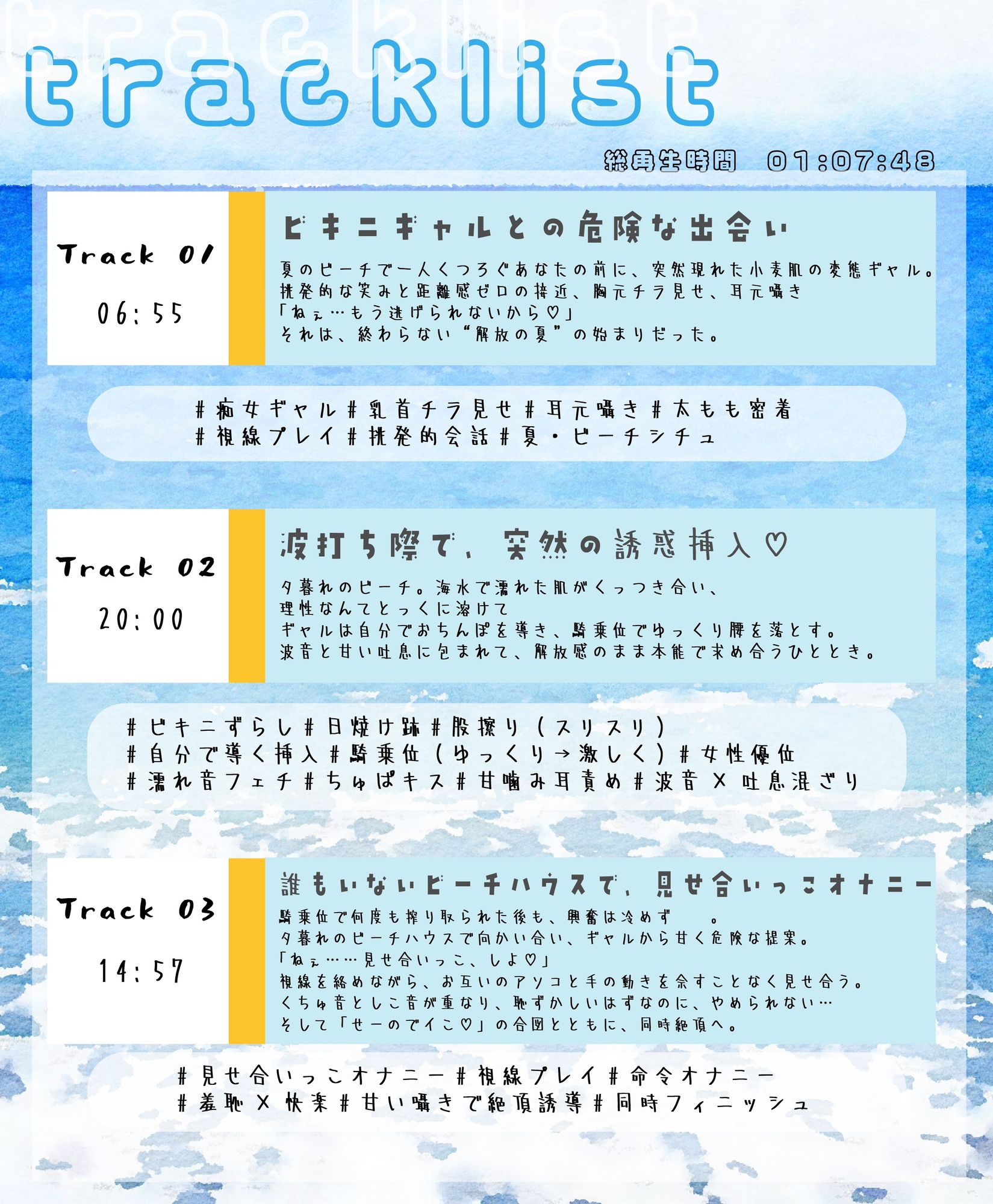 【期間限定110円】新人声優★白河みずき布教作品♡【逆レ】夏のビーチでギャルと、解放えっち。【夏だ！海だ！ギャルSEX！】