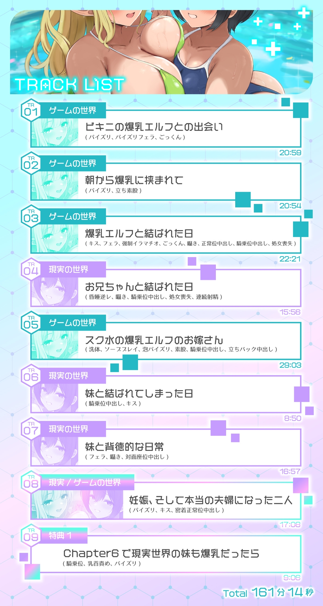 【2時間40分】ゲーム世界に閉じ込められた俺は爆乳エルフが妹と知らず孕ませエッチしまくった話【バイノーラル/兄妹/ファンタジー】