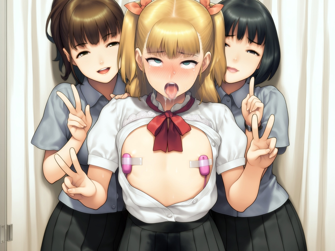 『男の娘が同級生女子二人からフラット貞操帯で残酷射精禁止される話』【後編】