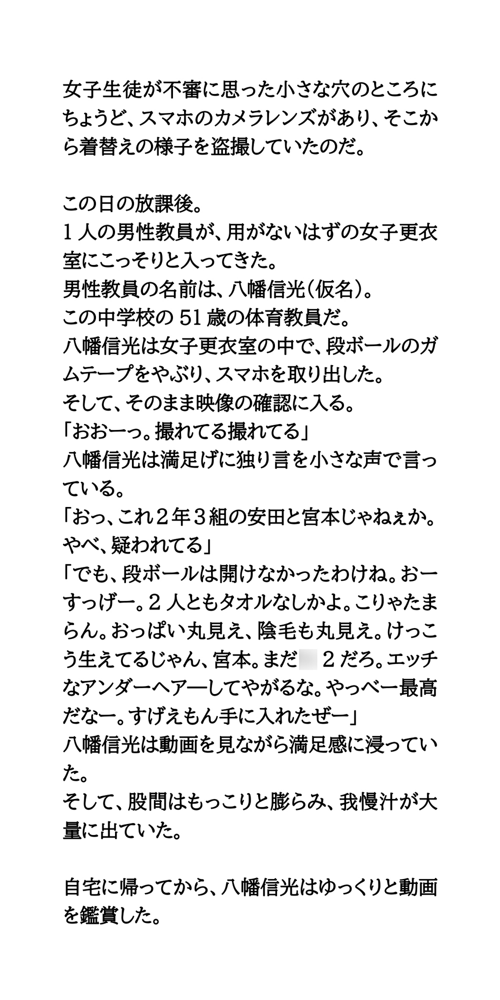 盗撮ハンマー教員、正義の鉄槌。「俺に任せろ・学校を守りたい」
