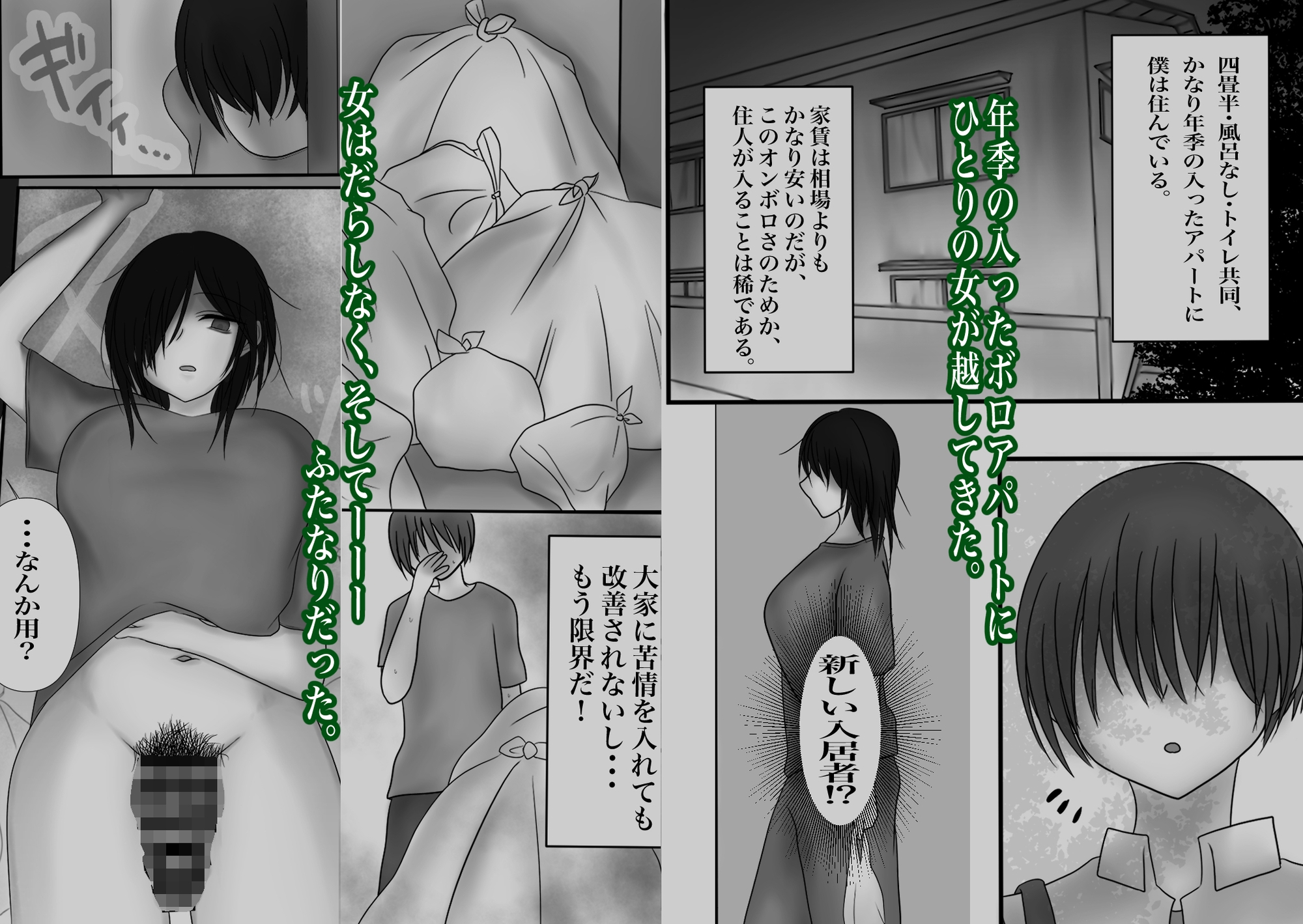 四畳半、隣の汚部屋ふたなりのオナホになる。