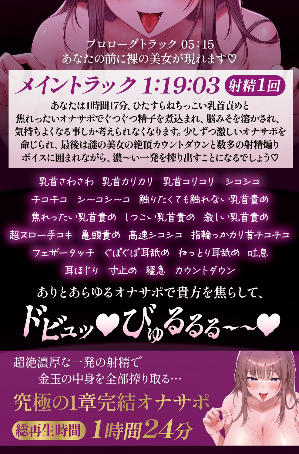 【オナサポ】濃〜い一発の為に1時間17分焦れったいオナサポで乳首とちんぽをいじめ抜かれる音声
