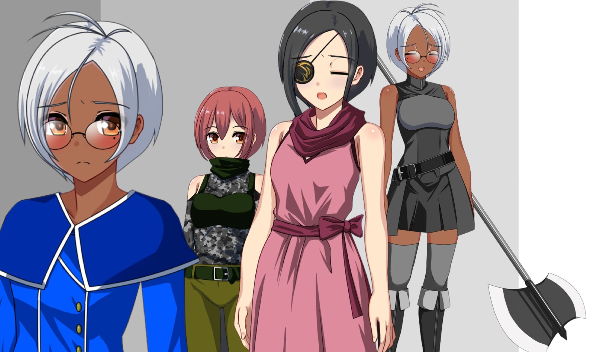 【フリー素材】ギルド系モブ(普通目線目ショートヘアB)【大容量の立ち絵&イラスト】