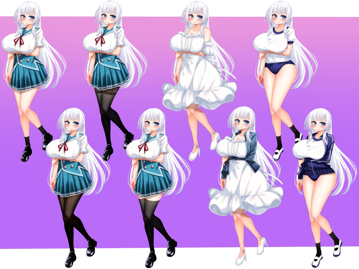 立ち絵素材 制服の女の子 HCGセット4