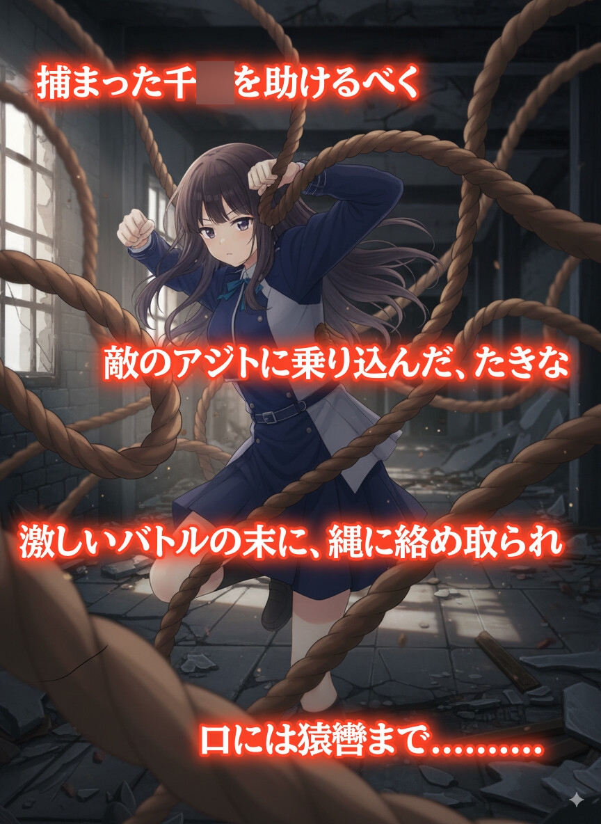 ぐるぐる巻きに緊縛されたリコリス【猿轡】