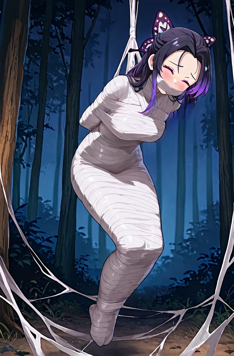 胡蝶し〇ぶ、猿轡と緊縛に悶え…～蜘蛛鬼の拘束術～