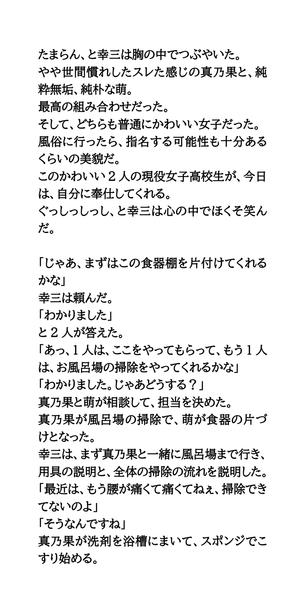 レンタル女子高校生プロジェクト。現役JKが家庭に派遣され、奉仕する