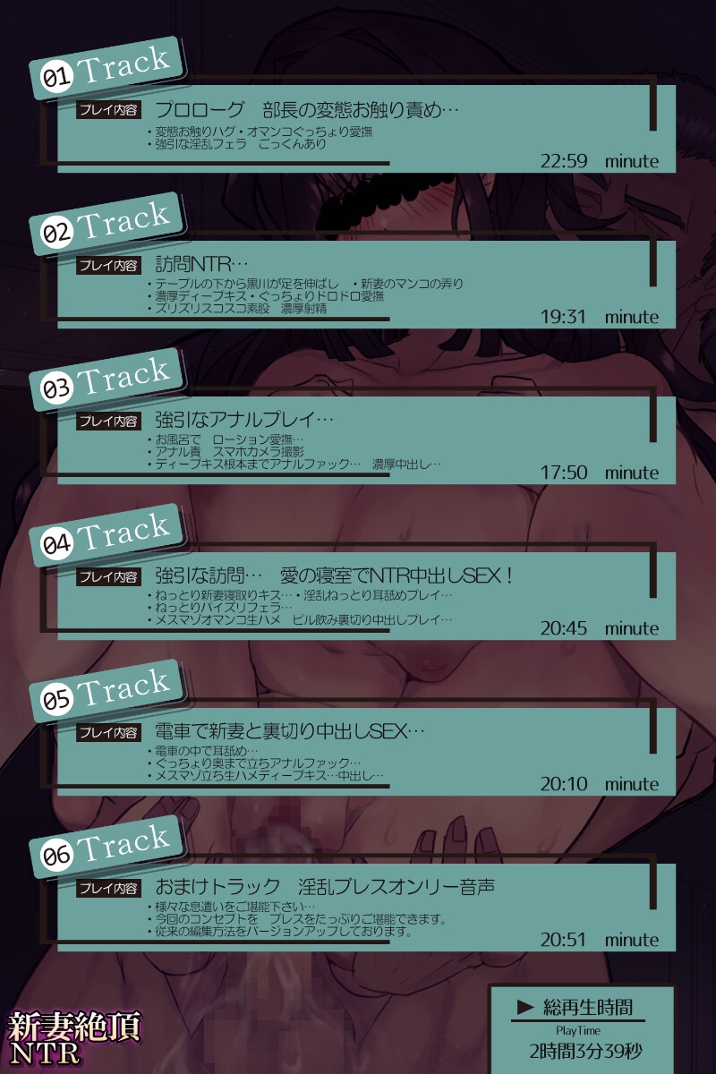 新妻絶頂NTR -超近距離ブレス音声- 2時間 KU100 耳舐め 人妻 中出し アナル CV:川乃瀬由羽